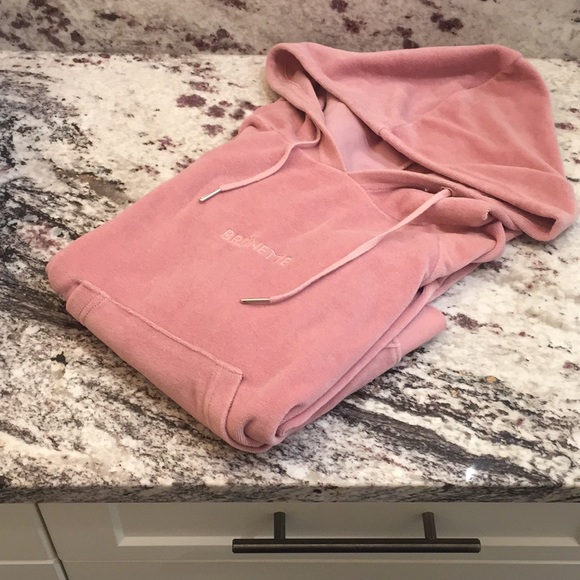 BRUNETTE THE LABEL | Velour Pullover Hoodie Sz S/M - Picture 3 of 11